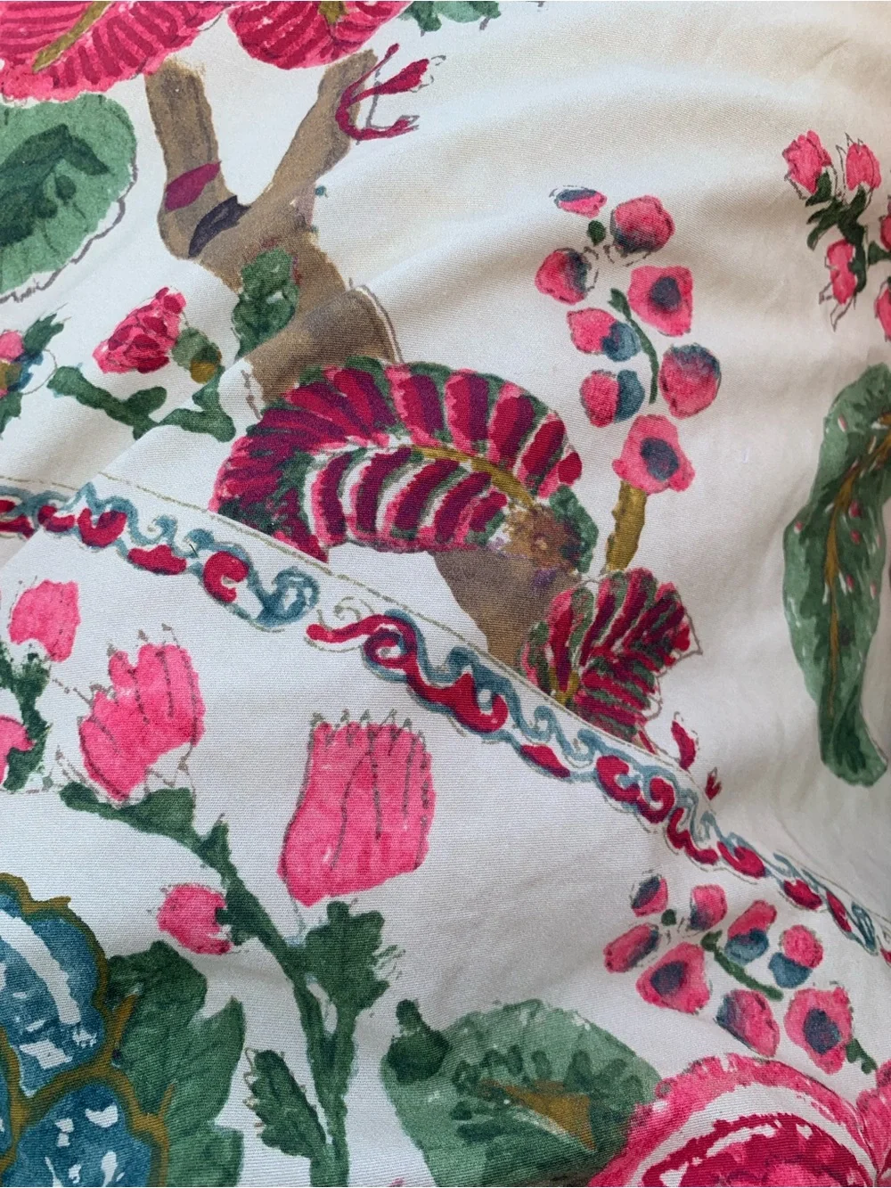 Ralph Lauren Cream Fabric with Pink and Green Floral Print Comforter